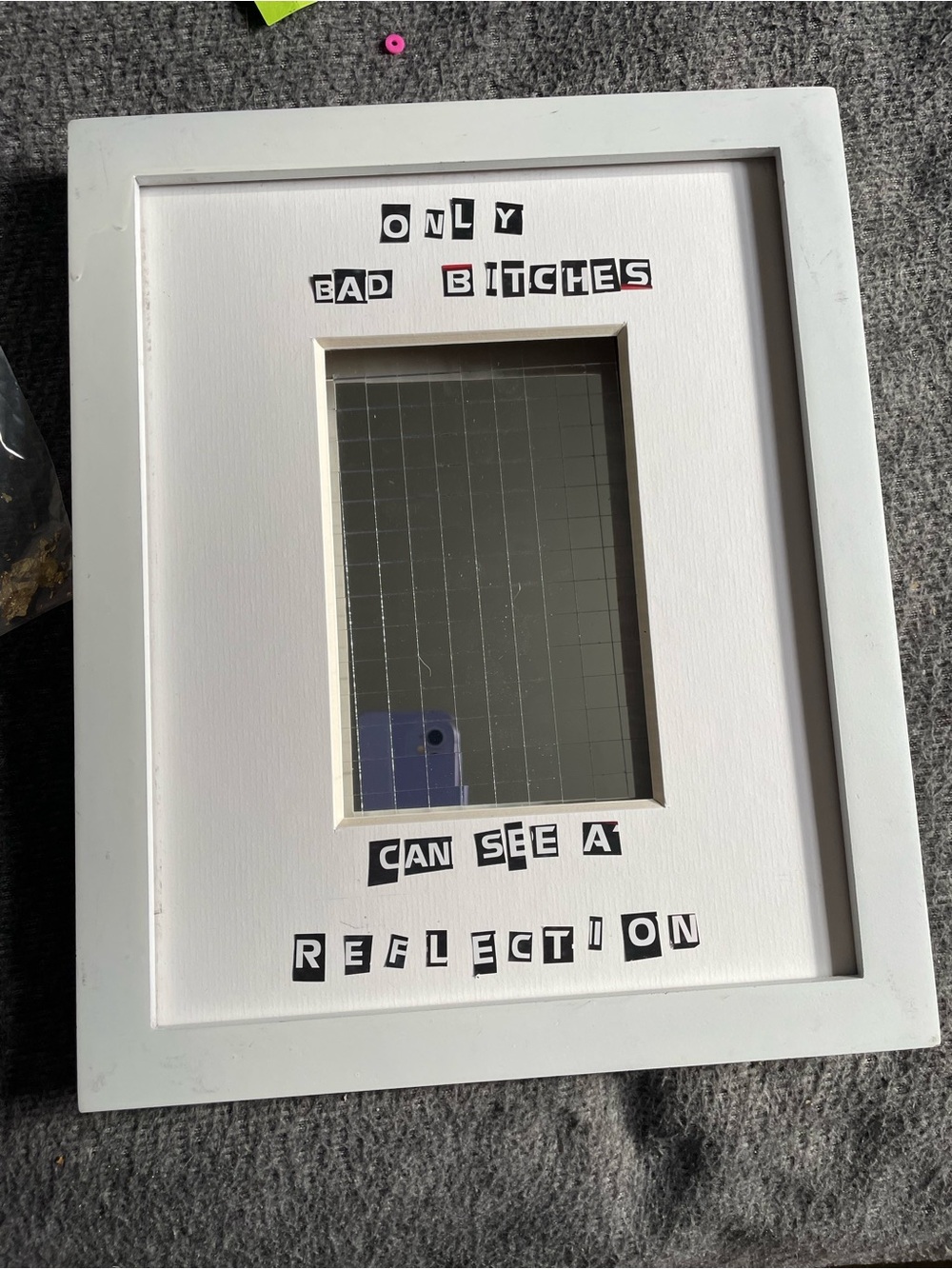 Hand Crafted White Framed Mirror Art